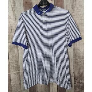 RALPH LAUREN Polo Golf Pro Fit Soft Short Sleeve SHIRT Blue White Stripe Large